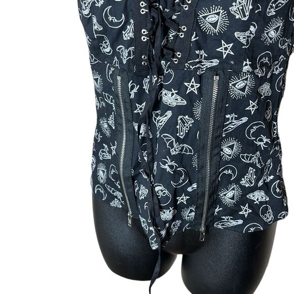 Hot topic black magic witchy spooky lace up punk goth Whimsigoth top new edgy - Picture 5 of 8